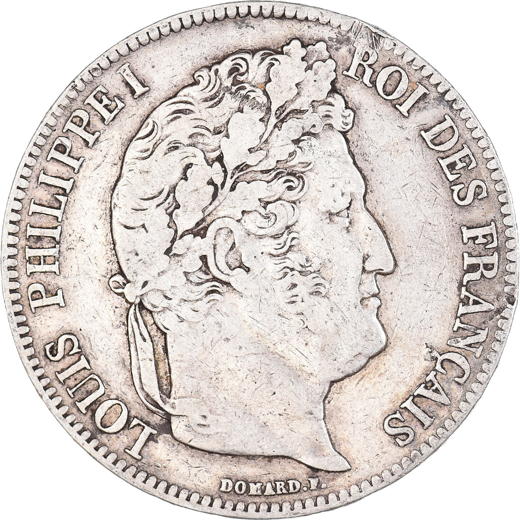 Moneta, Francia, Louis-Philippe, 5 Francs, 1838, Lille, MB+, Argento, KM:749.13