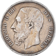 Coin, Belgium, Leopold II, 5 Francs, 5 Frank, 1869, VF(30-35), Silver, KM:24