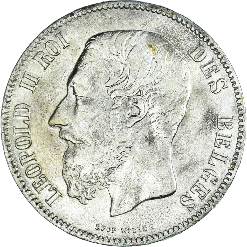 Munten, België, Leopold II, 5 Francs, 5 Frank, 1870, ZF, Zilver, KM:24