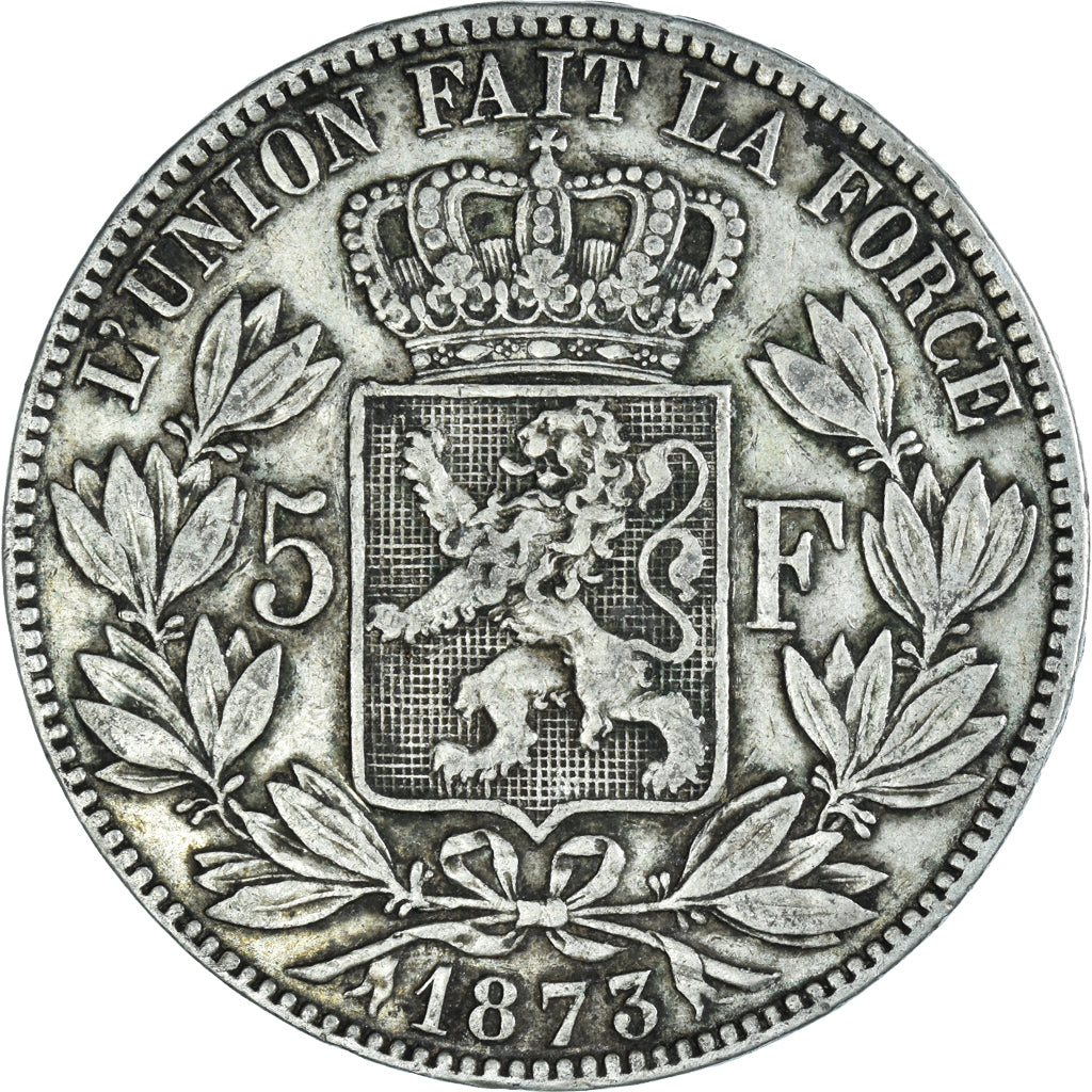 Münze, Belgien, Leopold II, 5 Francs, 5 Frank, 1873, S+, Silber, KM:24