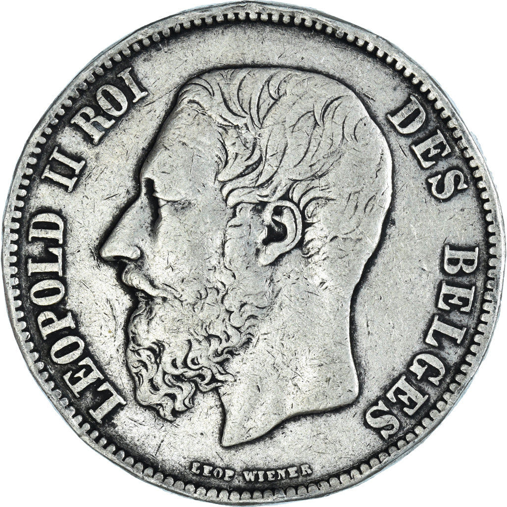 Münze, Belgien, Leopold II, 5 Francs, 5 Frank, 1873, S+, Silber, KM:24