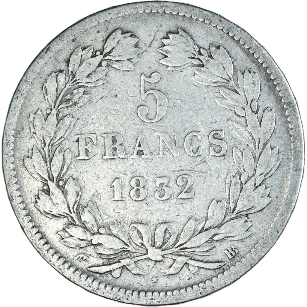Munten, Frankrijk, Louis-Philippe, 5 Francs, 1832, Strasbourg, FR, Zilver