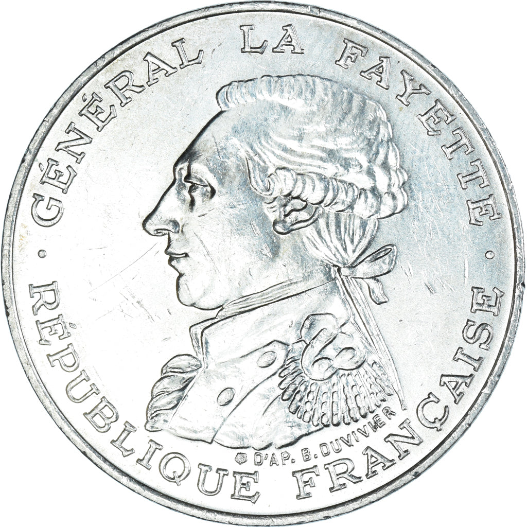 Moneta, Francja, Lafayette, 100 Francs, 1987, AU(50-53), Srebro, KM:962