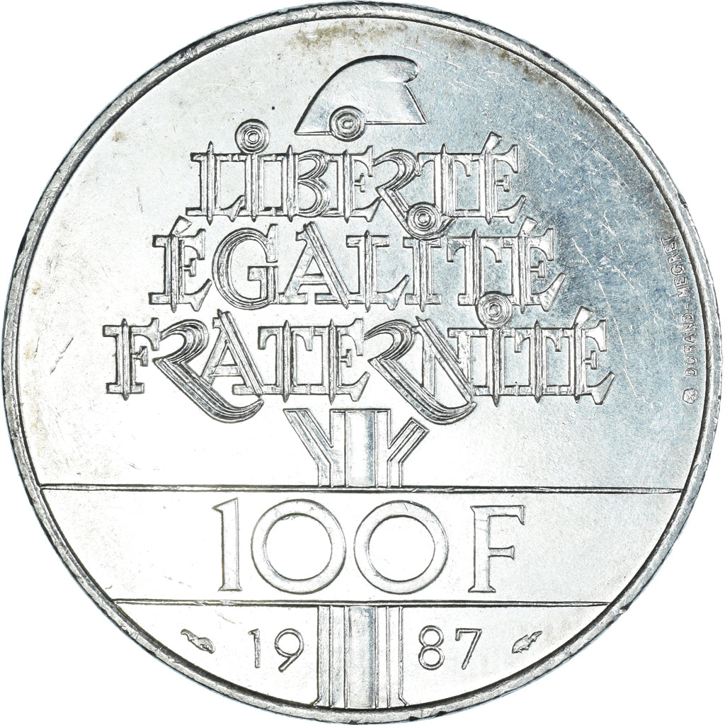Moneta, Francja, Lafayette, 100 Francs, 1987, AU(50-53), Srebro, KM:962