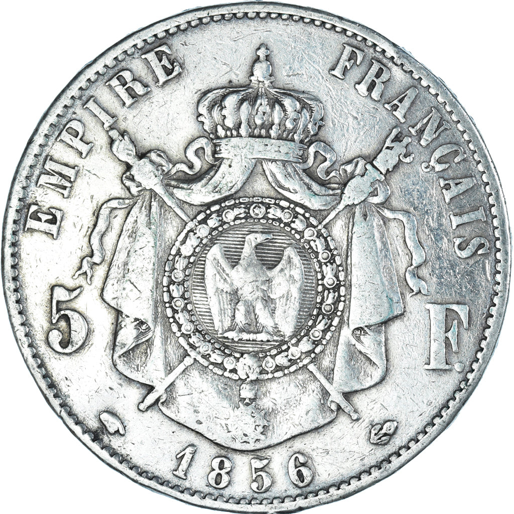 Moneta, Francja, Napoleon III, Napoléon III, 5 Francs, 1856, Paris, VF(20-25)
