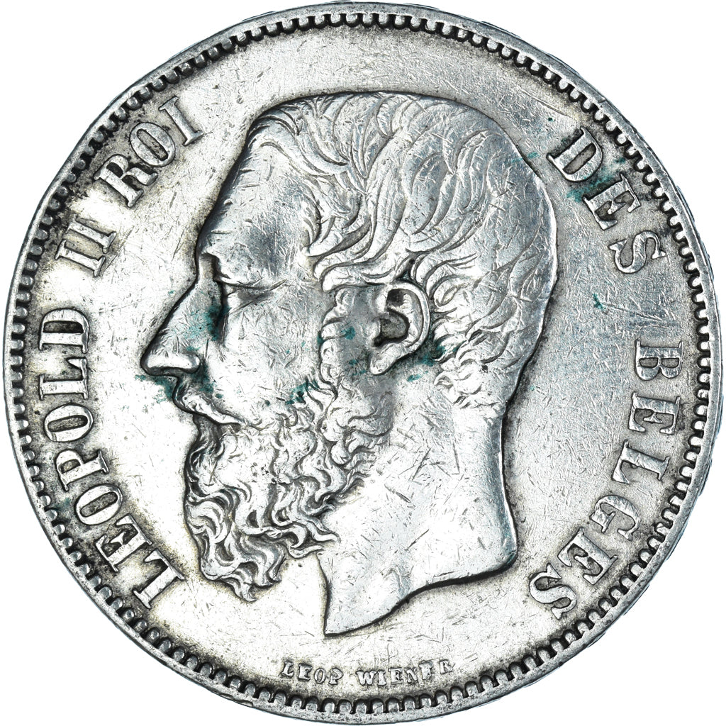 Moneta, Belgio, Leopold II, 5 Francs, 5 Frank, 1872, BB, Argento, KM:24