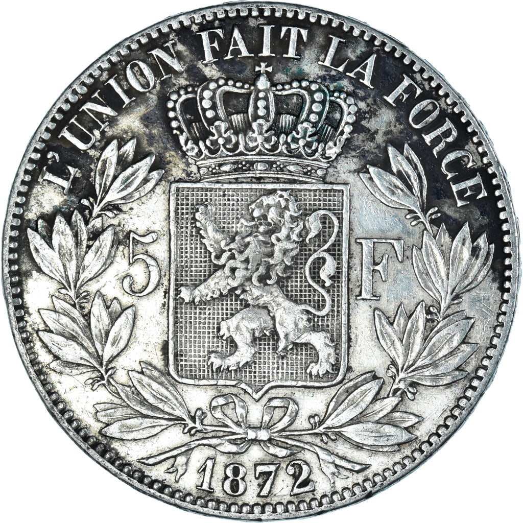 Moneta, Belgio, Leopold II, 5 Francs, 5 Frank, 1872, BB, Argento, KM:24