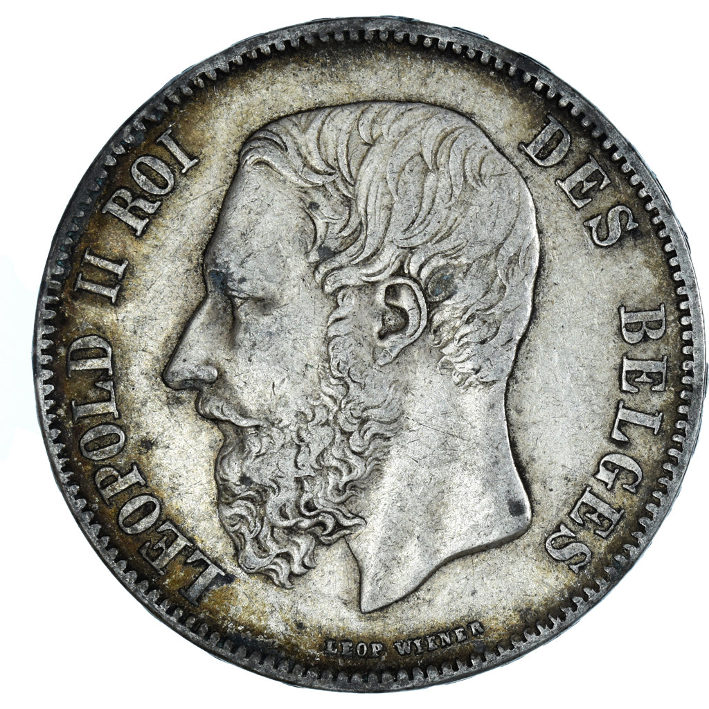 Moneta, Belgia, Leopold II, 5 Francs, 5 Frank, 1869, VF(30-35), Srebro, KM:24