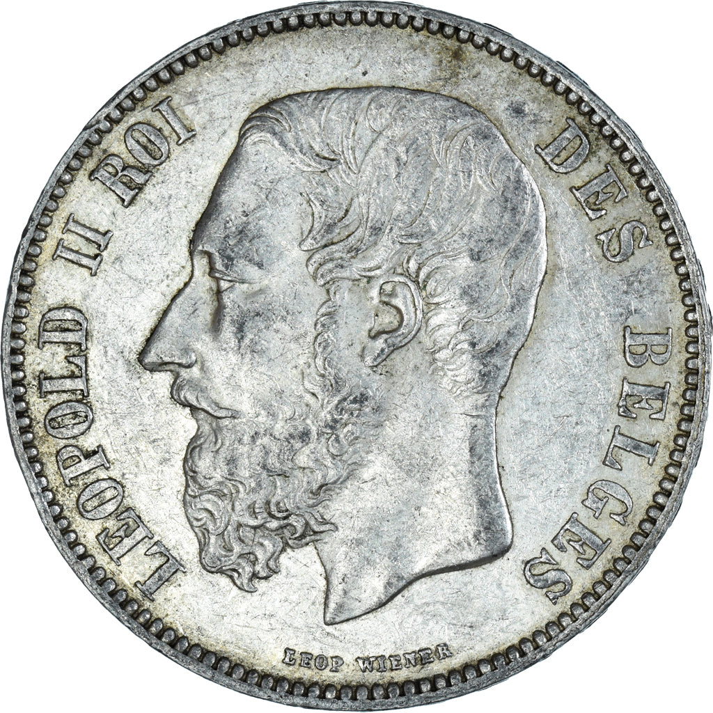 Moneta, Belgio, Leopold II, 5 Francs, 5 Frank, 1873, BB+, Argento, KM:24