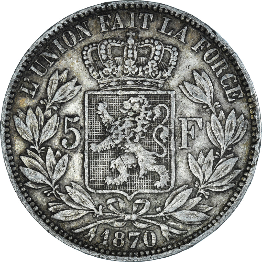 Monnaie, Belgique, Leopold II, 5 Francs, 5 Frank, 1870, Bruxelles, TB+, Argent