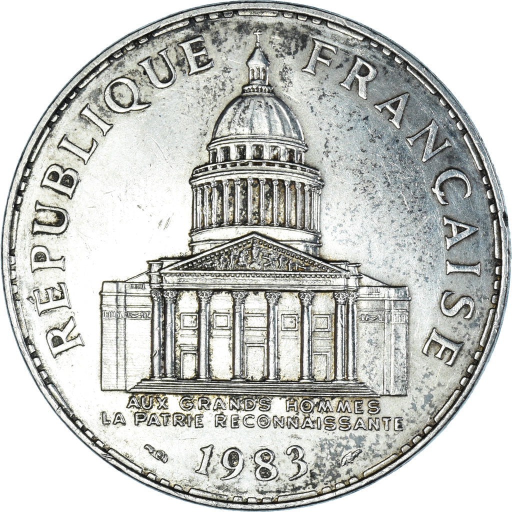 Moneda, Francia, Panthéon, 100 Francs, 1983, Paris, MBC+, Plata, KM:951.1
