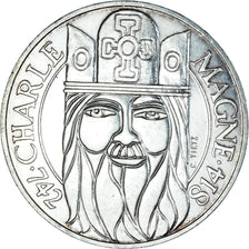 Coin, France, Charlemagne, 100 Francs, 1990, Paris, AU(55-58), Silver, KM:982