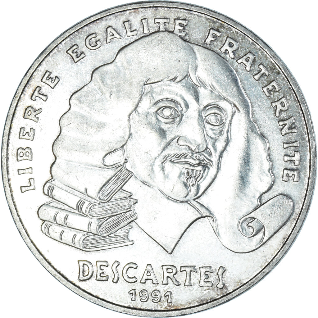 Coin, France, Descartes, 100 Francs, 1991, AU(50-53), Silver, KM:996