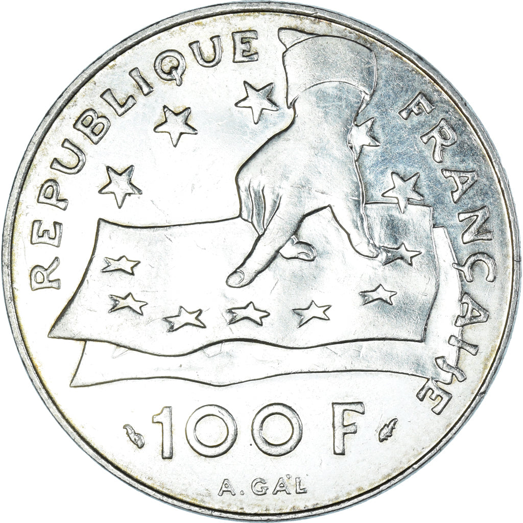Coin, France, Descartes, 100 Francs, 1991, AU(50-53), Silver, KM:996