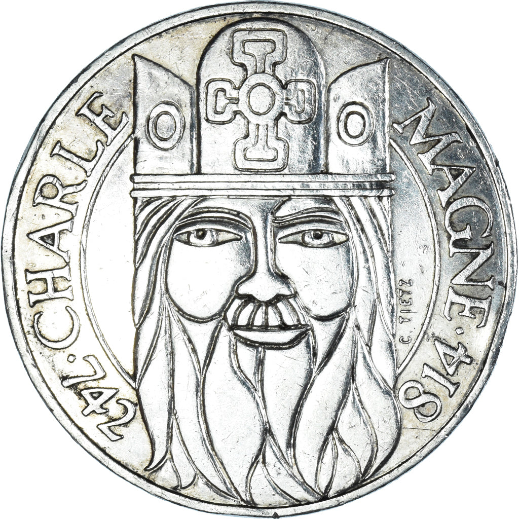 Coin, France, Charlemagne, 100 Francs, 1990, Paris, AU(50-53), Silver, KM:982