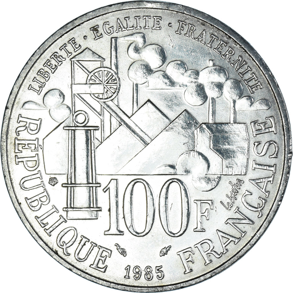 Moeda, França, Germinal, 100 Francs, 1985, AU(55-58), Prata, KM:957