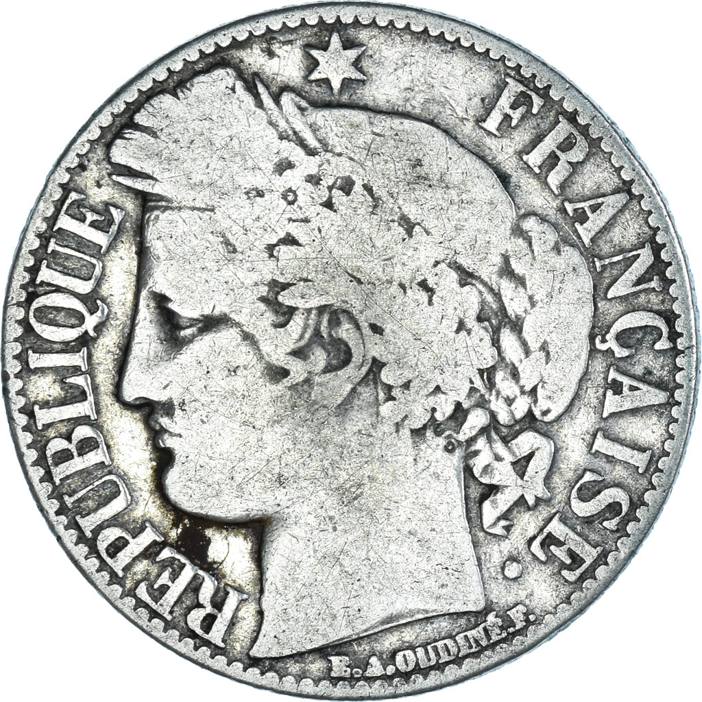 Coin, France, Cérès, Franc, 1872, Paris, Small A, VF(20-25), Silver, KM:822.1
