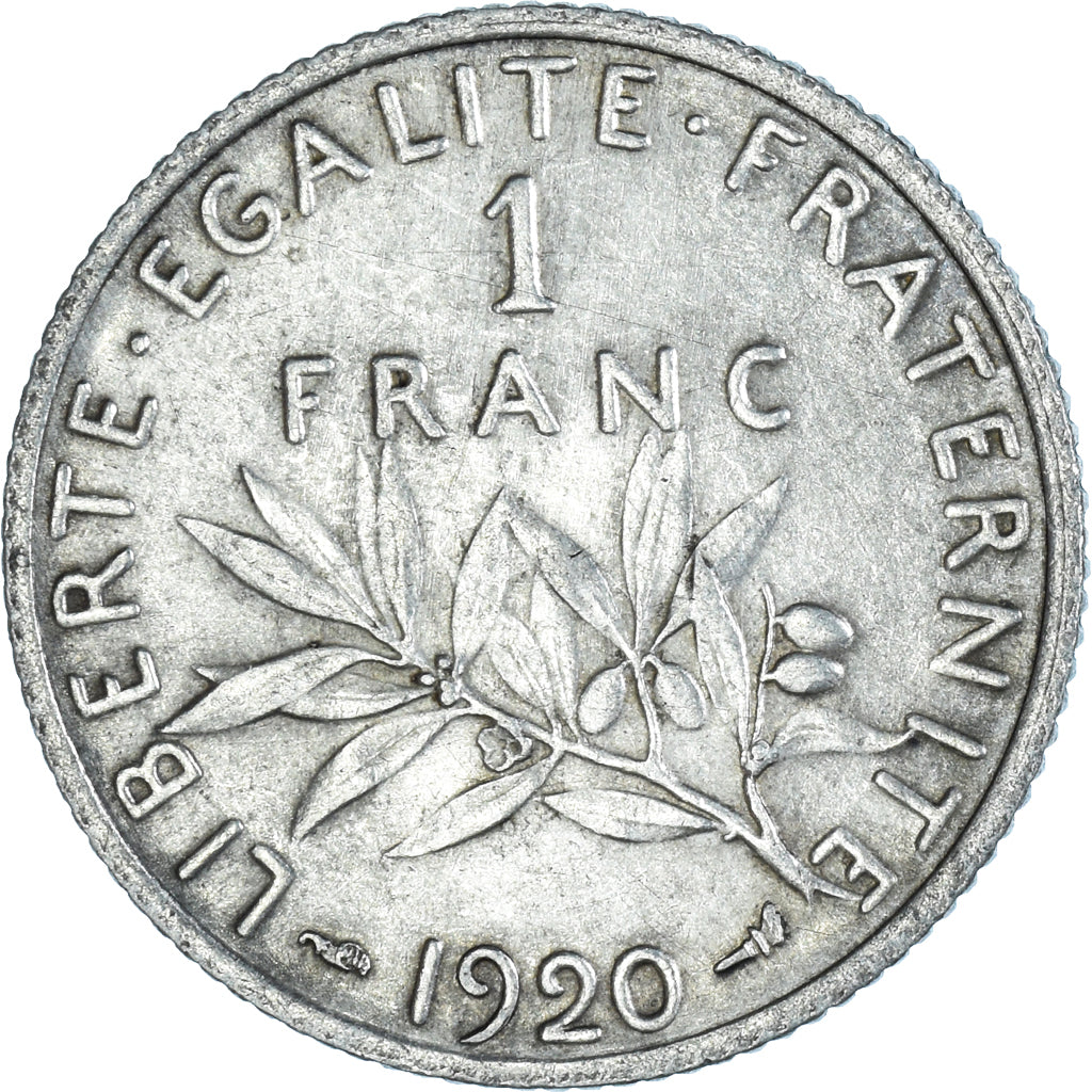 Coin, France, Semeuse, Franc, 1920, Paris, MS(60-62), Silver, KM:844.1
