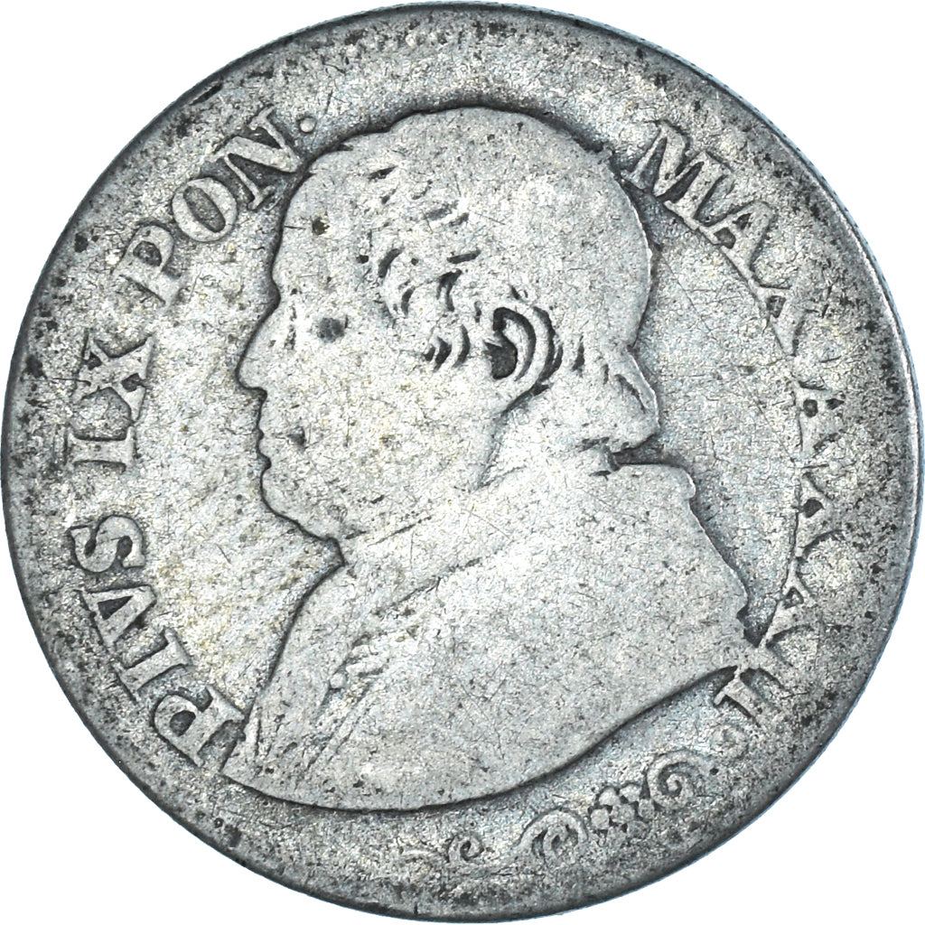 Munten, Italiaanse staten, PAPAL STATES, Pius IX, 10 Soldi, 50 Centesimi, 1867