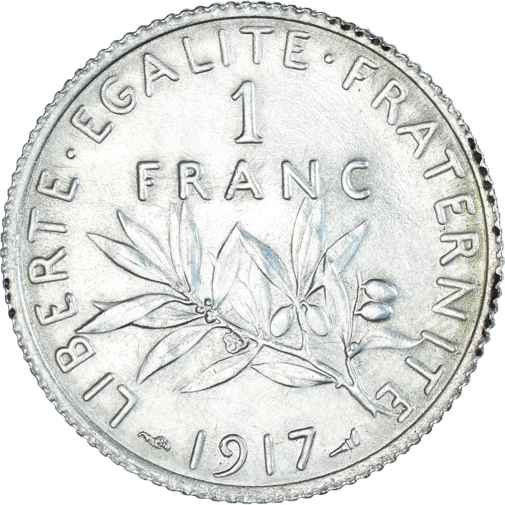 Coin, France, Semeuse, Franc, 1917, Paris, MS(63), Silver, KM:844.1, Gadoury:467