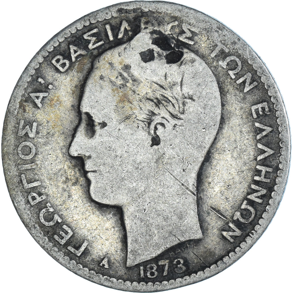 Coin, Greece, George I, Drachma, 1873, Paris, VG(8-10), Silver, KM:38