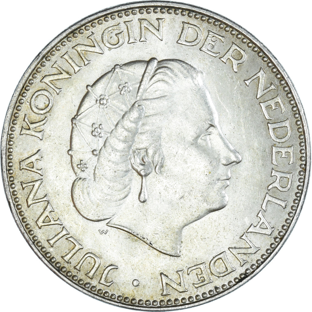 Moneta, Holandia, Juliana, 2-1/2 Gulden, 1959, AU(55-58), Srebro, KM:185