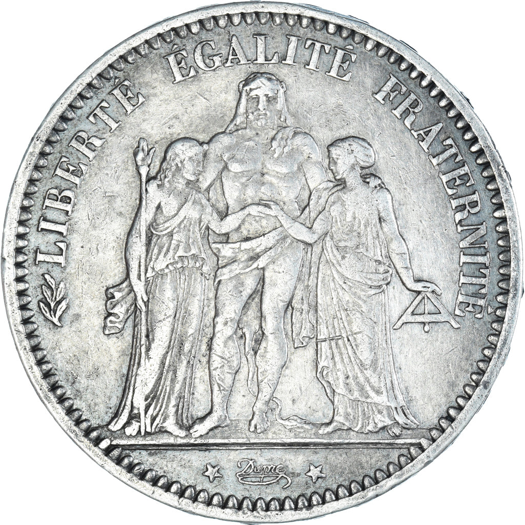 Munten, Frankrijk, Hercule, 5 Francs, 1875, Paris, ZF+, Zilver, KM:820.1