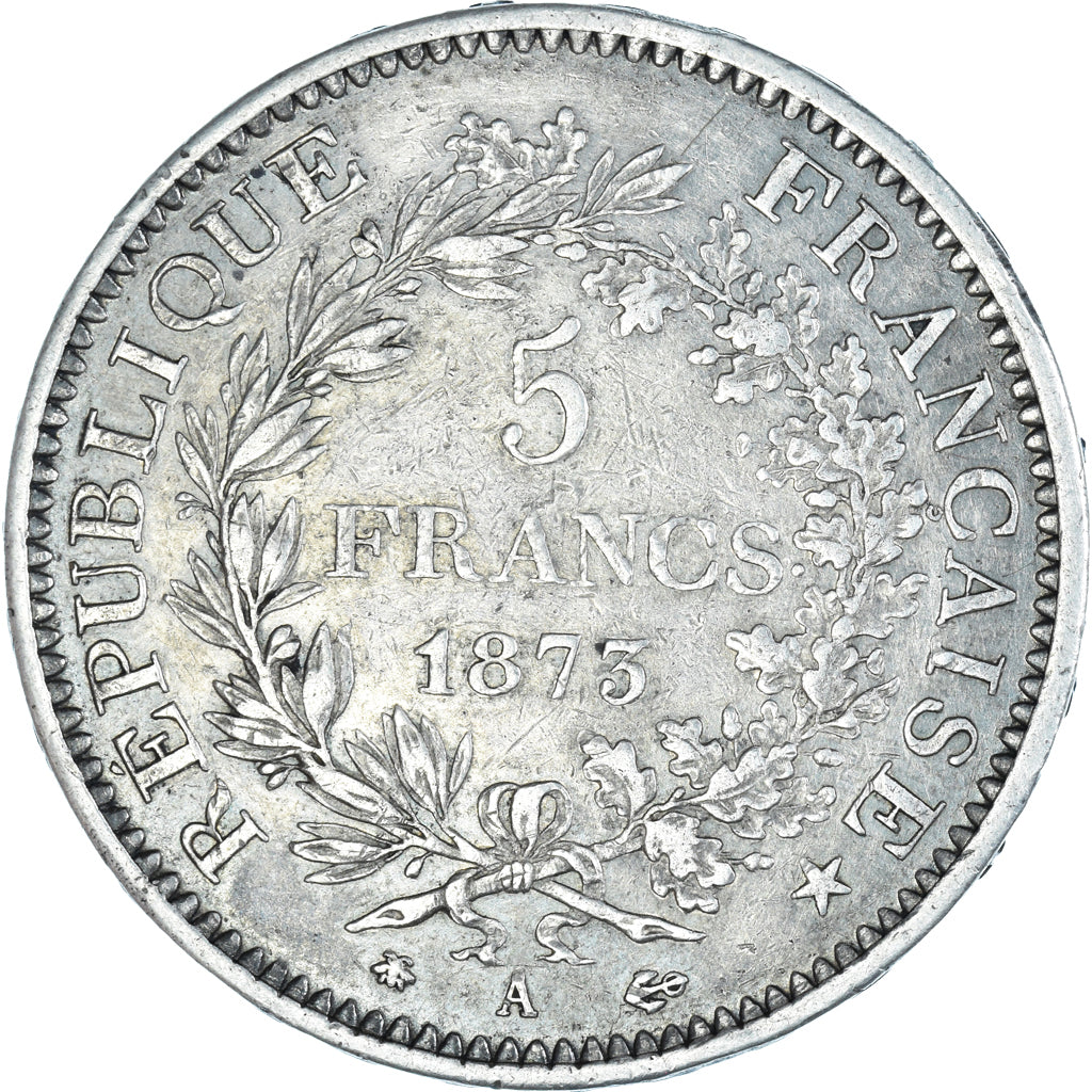 Munten, Frankrijk, Hercule, 5 Francs, 1875, Paris, ZF+, Zilver, KM:820.1
