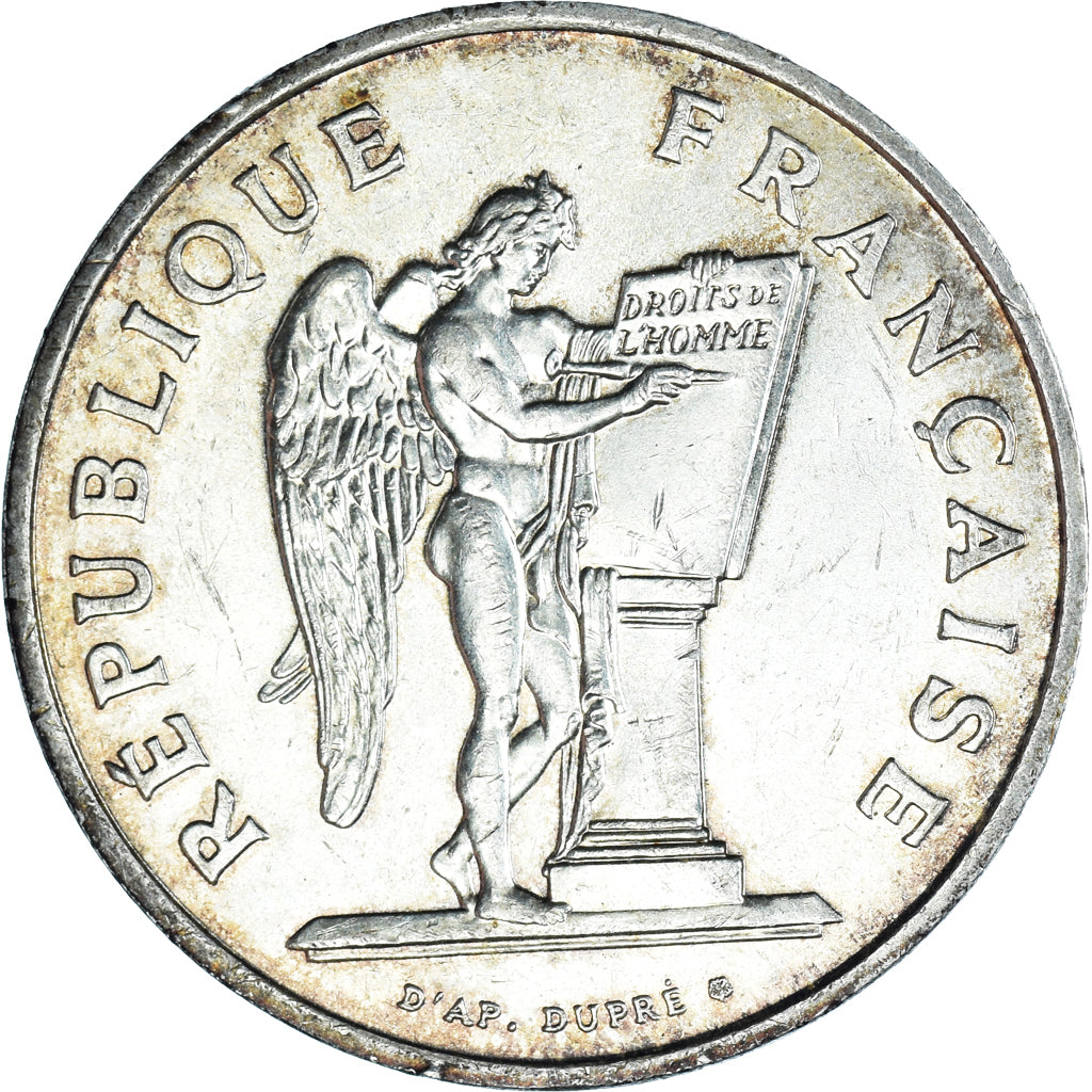 Moneda, Francia, Droits de l'Homme, 100 Francs, 1989, MBC+, Plata, KM:970