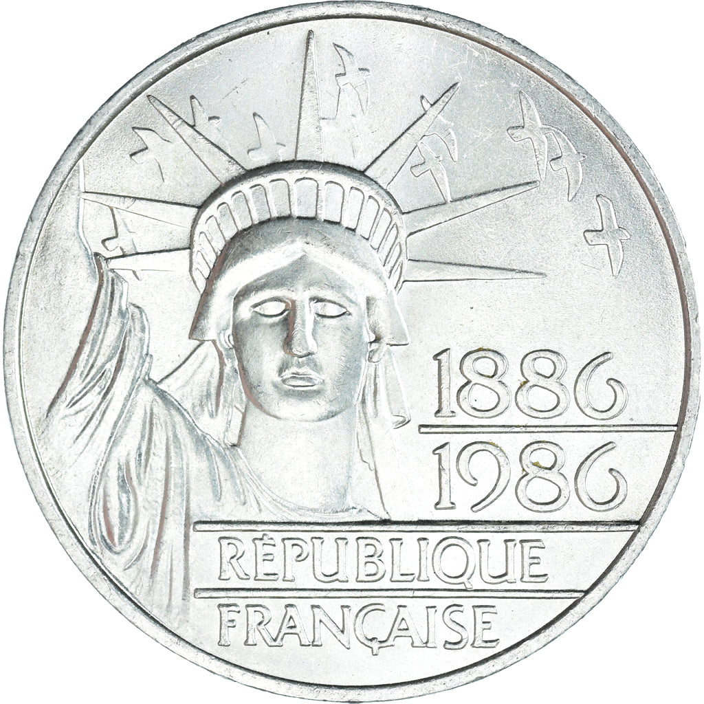 Coin, France, Statue de la Liberté, 100 Francs, 1986, Paris, MS(63), Silver