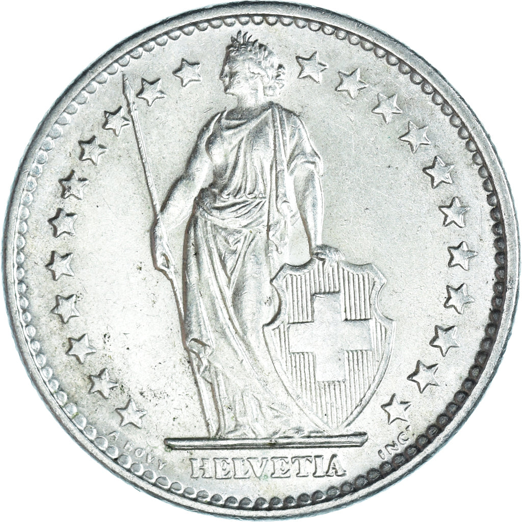 Coin, Switzerland, 2 Francs, 1965, Bern, MS(64), Silver, KM:21