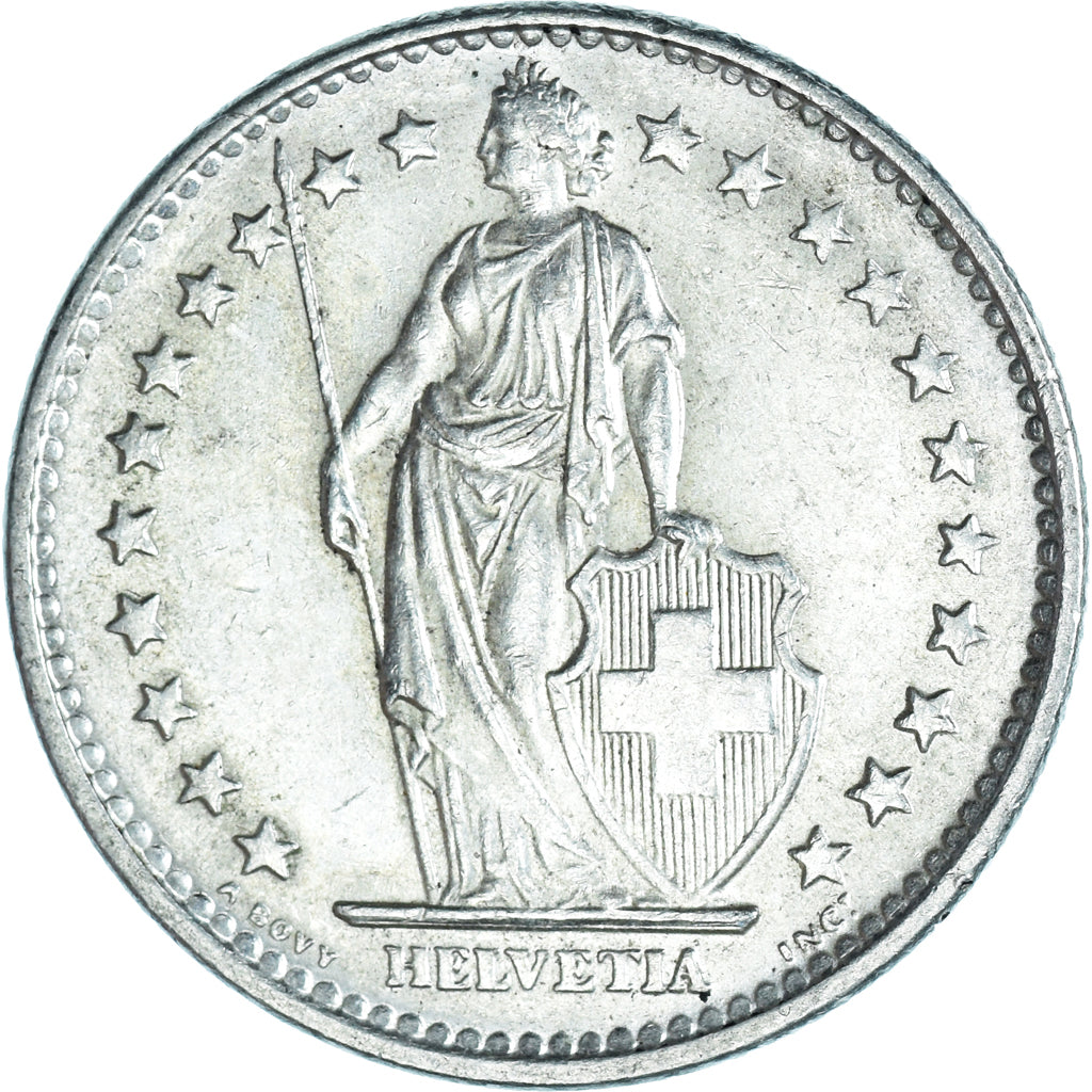 Coin, Switzerland, 2 Francs, 1965, Bern, MS(64), Silver, KM:21