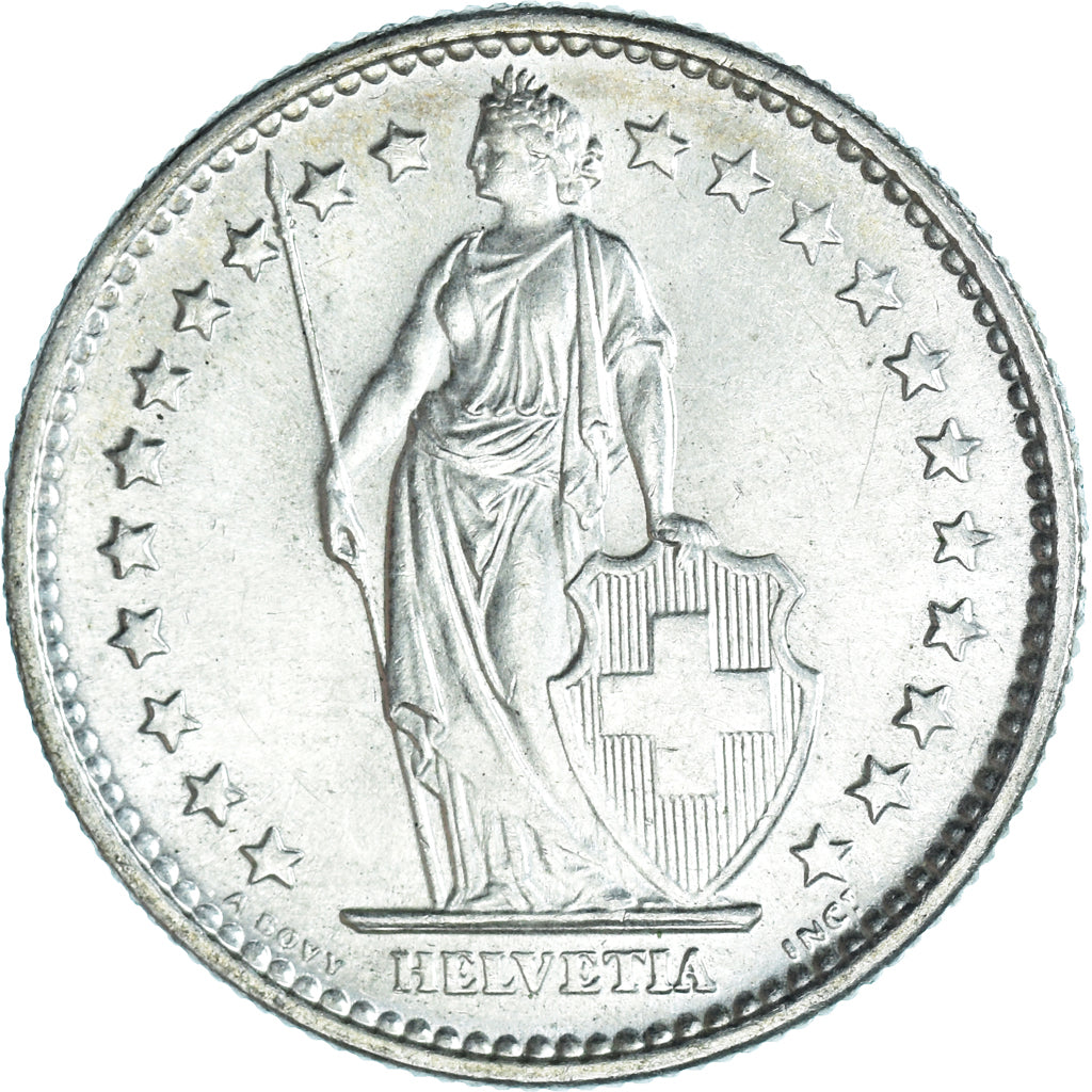 Coin, Switzerland, 2 Francs, 1965, Bern, MS(65-70), Silver, KM:21
