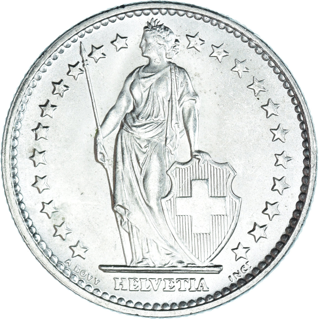 Coin, Switzerland, 2 Francs, 1967, Bern, MS(65-70), Silver, KM:21