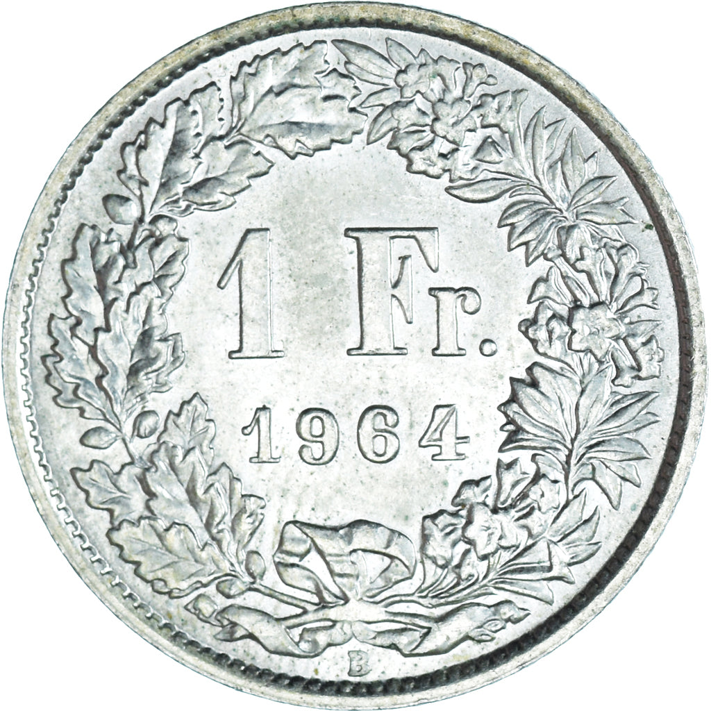 Moeda, Suíça, Franc, 1964, Bern, MS(63), Prata, KM:24