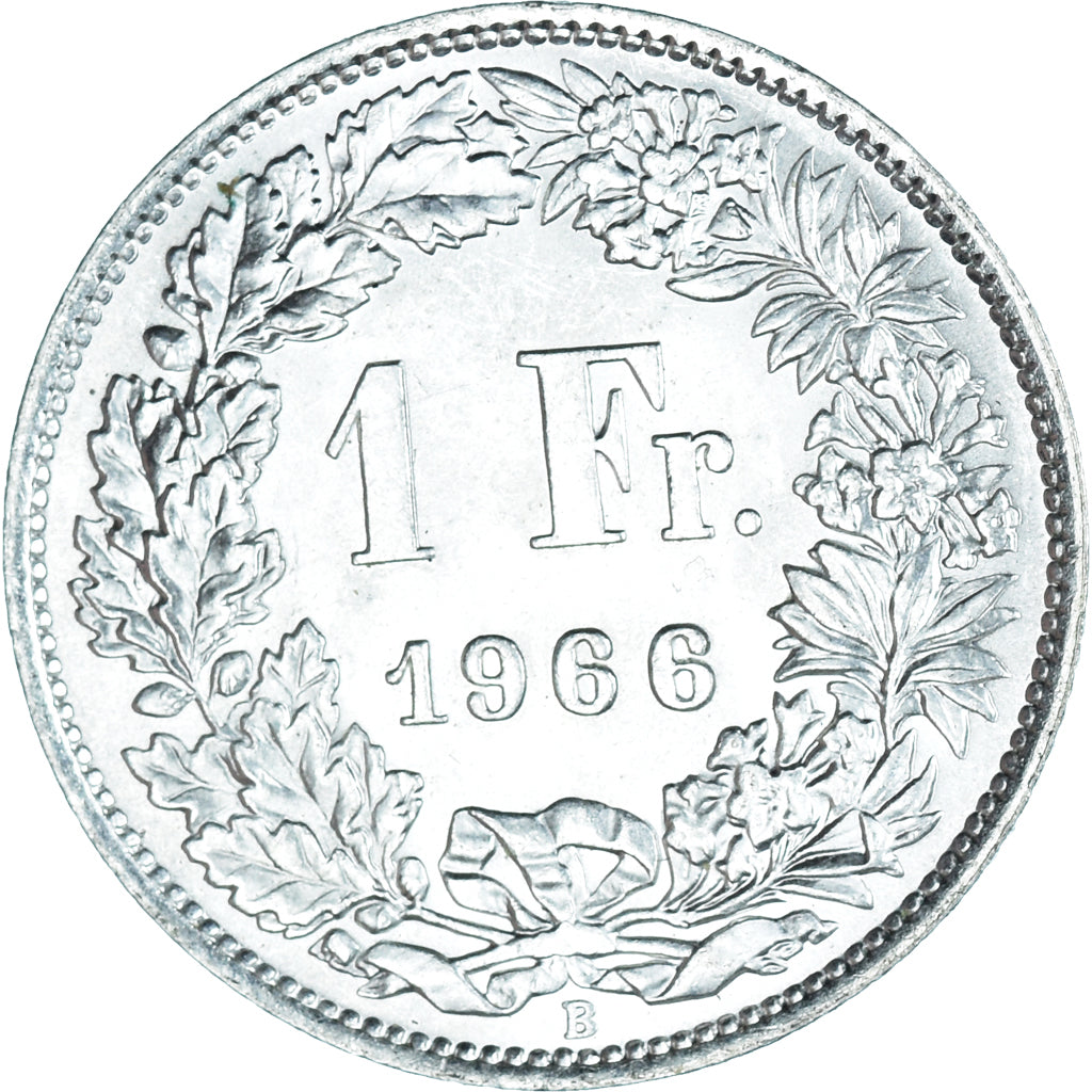 Moneta, Szwajcaria, Franc, 1966, Bern, MS(65-70), Srebro, KM:24