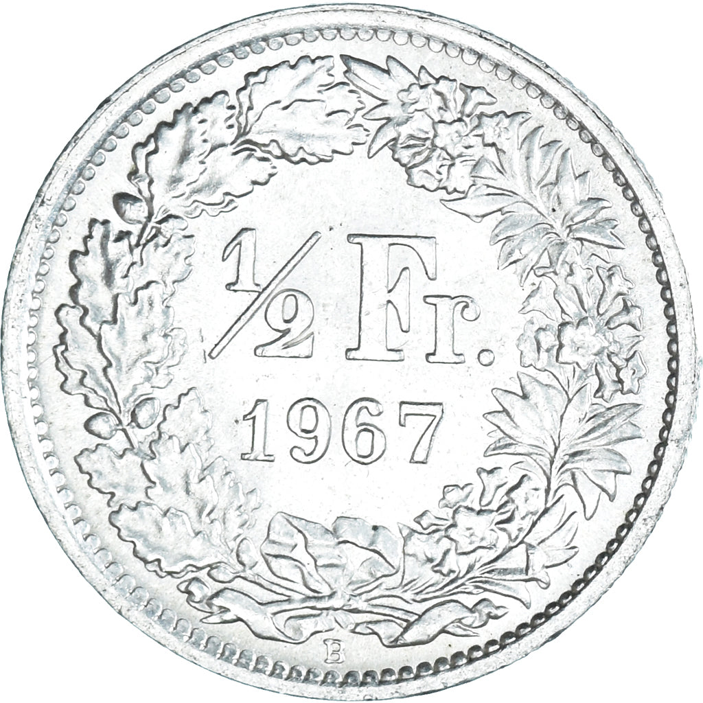 Coin, Switzerland, 1/2 Franc, 1967, Bern, MS(64), Silver, KM:23
