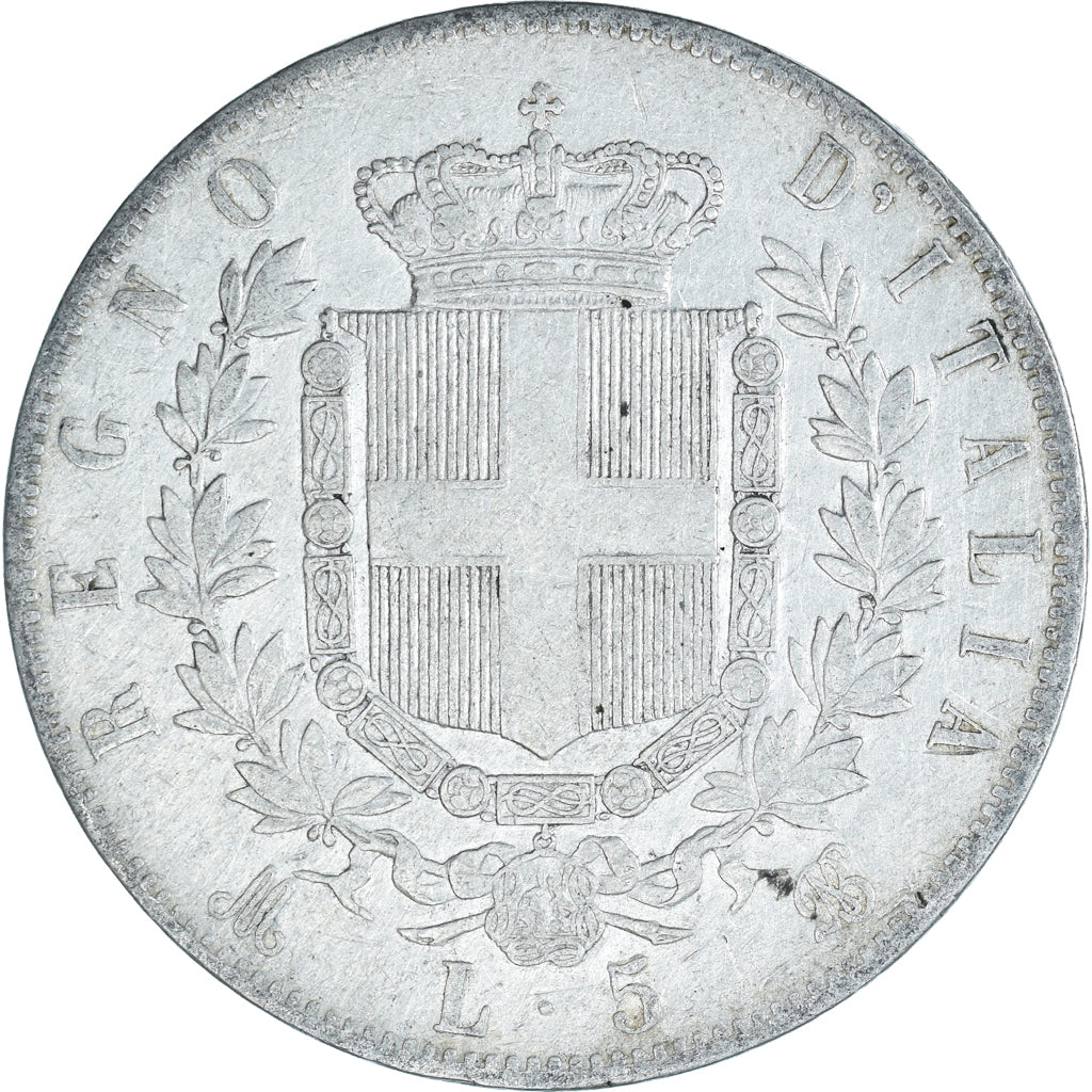 Münze, Italien, Vittorio Emanuele II, 5 Lire, 1874, Milan, S+, Silber, KM:8.3