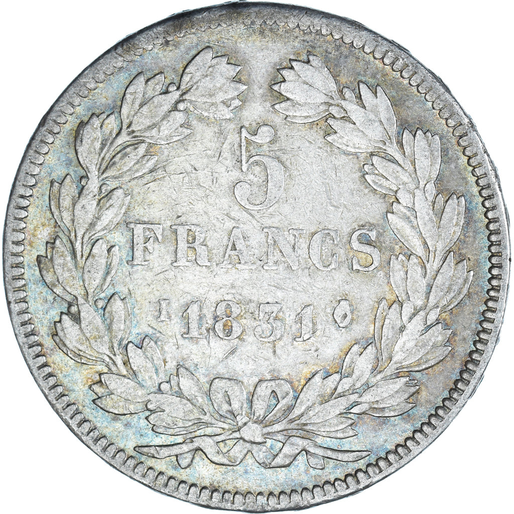 Moeda, França, Louis-Philippe, 5 Francs, 1831, Limoges, VF(30-35), Prata