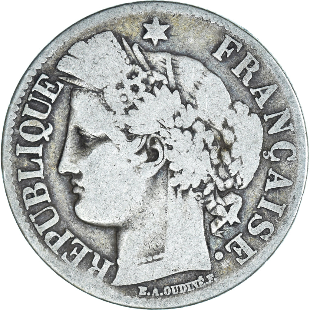 Moneta, Francia, Cérès, 2 Francs, 1871, Paris, MB, Argento, KM:817.1