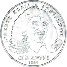 Moneda, Francia, Descartes, 100 Francs, 1991, MBC+, Plata, KM:996, Gadoury:906