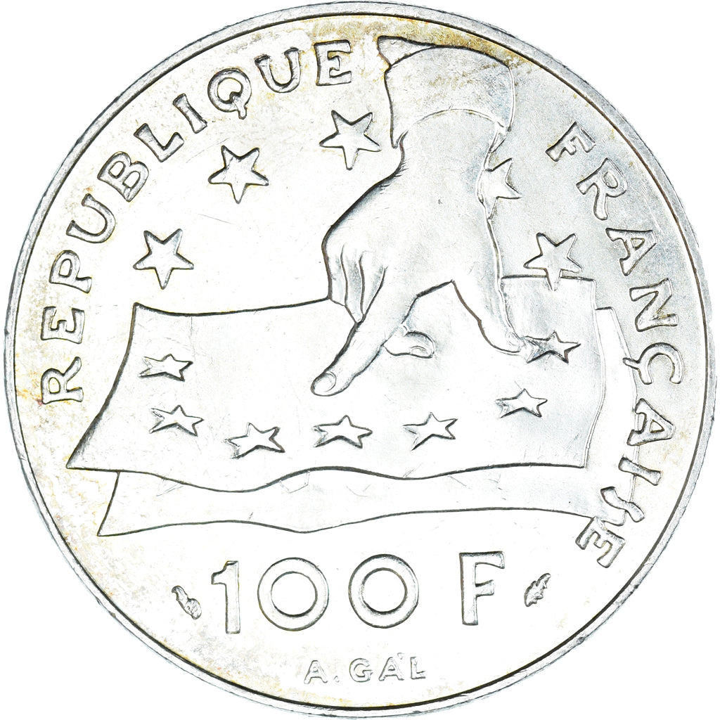 Coin, France, Descartes, 100 Francs, 1991, AU(55-58), Silver, KM:996