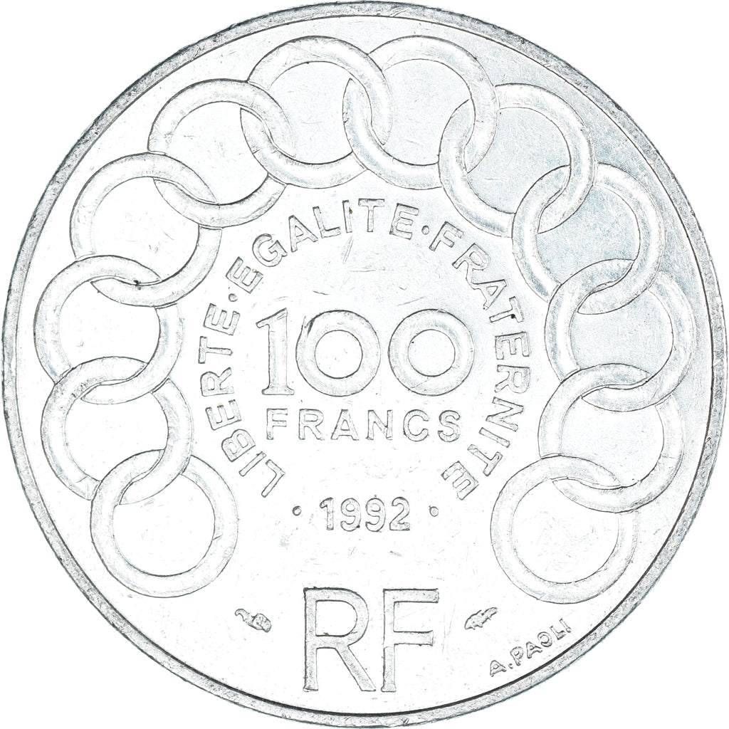 Coin, France, Jean Monnet, 100 Francs, 1992, Paris, EF(40-45), Silver, KM:1120