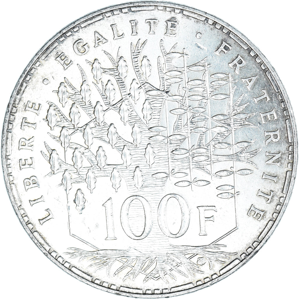Moneda, Francia, Panthéon, 100 Francs, 1983, Paris, MBC+, Plata, KM:951.1