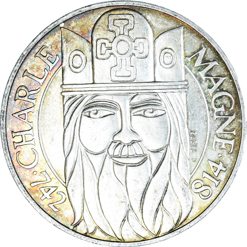 Coin, France, Charlemagne, 100 Francs, 1990, AU(50-53), Silver, KM:982