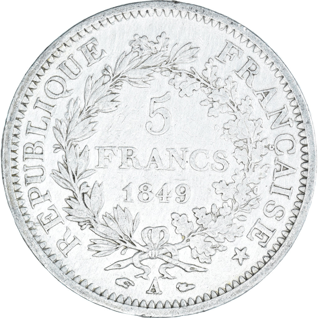 Moneta, Francja, Hercule, 5 Francs, 1849, Paris, EF(40-45), Srebro, KM:756.1