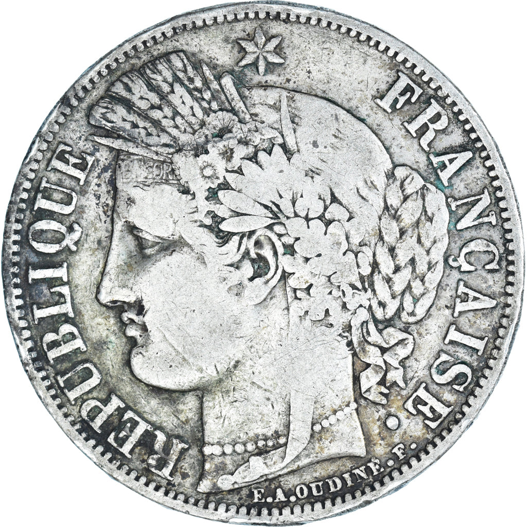 Moeda, França, Cérès, 5 Francs, 1849, Paris, VF(30-35), Prata, KM:761.1