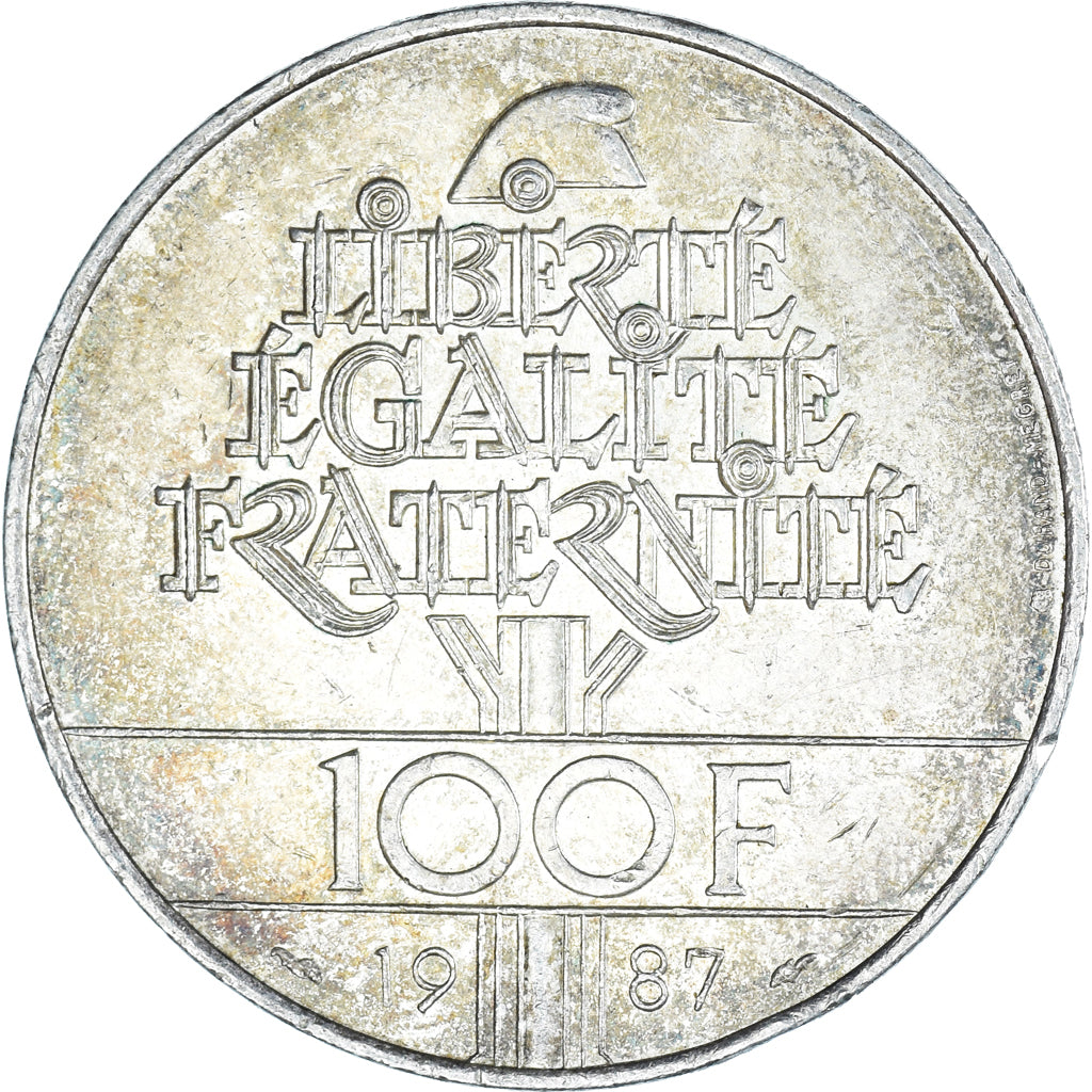 Moneda, Francia, Lafayette, 100 Francs, 1987, MBC+, Plata, KM:962, Gadoury:902
