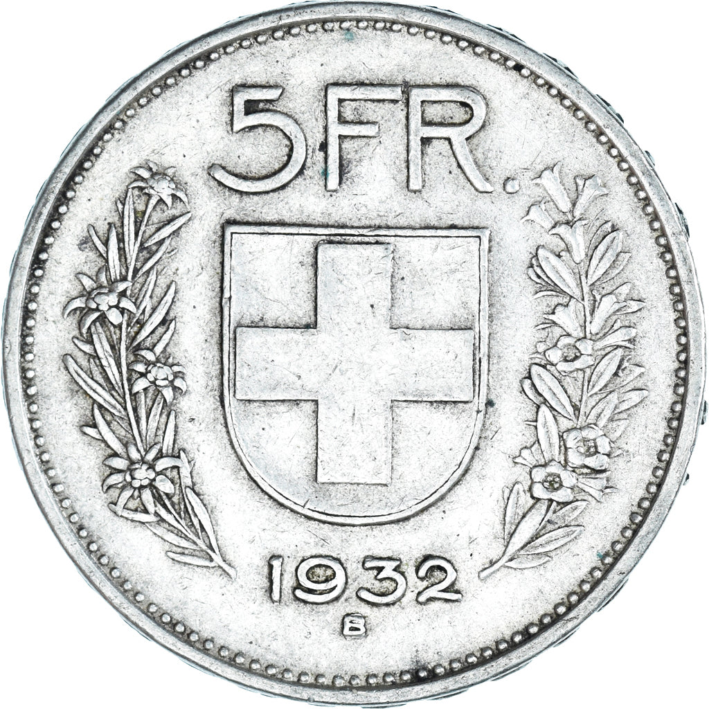 Coin, Switzerland, 5 Francs, 1932, Bern, AU(50-53), Silver, KM:40