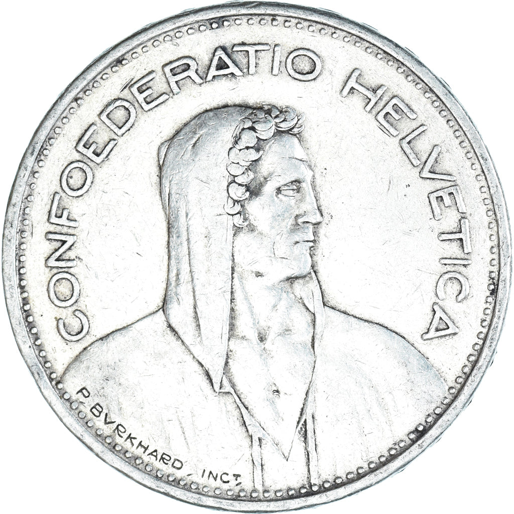 Coin, Switzerland, 5 Francs, 1940, Bern, AU(50-53), Silver, KM:40